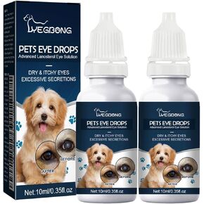 Cataract Drops for Dogs, 2 Pcs Dog Eye Drops for Relieving Eye Itching and Irritation, Dog Eye Infection Treatment, Removing Eye Stains, Eye Drops for Dogs & Cats Improving Eye Vision Clarity
