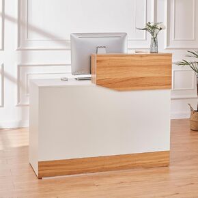 Reception Desk with Counter,Modern Counter Table with Cable Grommet,47 inch Retail Counter for Checkout, Lobby, Beauty Salon,Barber and Small Company (Normal)
