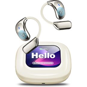 AI Language Translation Earbuds, LCD Touch Screen OWS Real-Time Translator for 144 Languages & Accents Headphones Translator Ideal for Travel Business Learning Translation Device Earphones(Black)