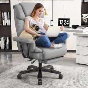 GYI Big and Tall Office Chair 400LBS, 160° High Back Reclining Office Desk Chair with Wide Seat, Arms, Footrest, Black