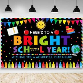 Welcome Back to School Backdrop Black Maple leaf Classroom Photography Background First Day of School Preschool Classroom Party Decorations Banner Photo Booth props 70.8 x 43.3 inch