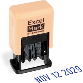 Excelmark 1822 Date Stamp - مثالي للشحن والاستقبال والانتهاء وتواريخ الاستحقاق (الحبر الأسود ، الجبل الوردي)