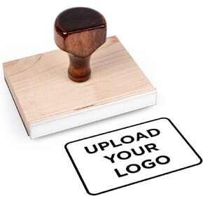 Personalized Rubber Hand Stamp, Wood Handle with Custom Logo | Multiple Size Options Available | Upload Your Own Logo (3"x4")