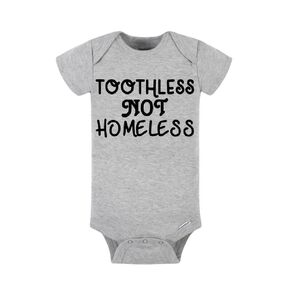 Real Housewives of Beverly Hills Baby Bodysuit - Toothless Not Homeless (3-6 Months, Gray/Pink Writing)