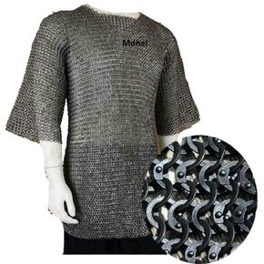 handmade chainmail shirt flat riveted chainmail shirt blackened chainmail shirt 9mm chainmail shirt 18 gauge chainmail shirt arming wear LARP historical reenactment (S)