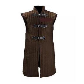 Medieval Renaissance Costume Vest, medieval gambeson, sleeveless gambeson, aketon, dark brown thick padded new, padded gambeson, (L)