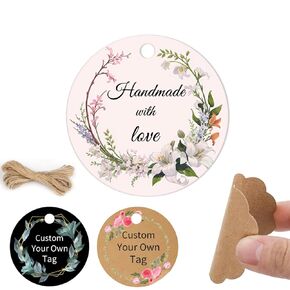 Personalized Tags for Favors, Custom Gift Tags, Customized Gifts Wrapping Labels, Wedding Items Birthday Party Favors Crafts Tag, Round Thick Kraft Paper Hang Tags with String