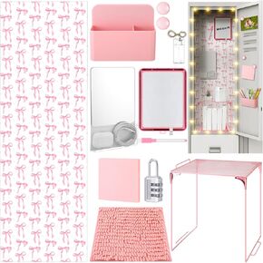 Colarr 19 Pcs Locker Accessories Kit Locker Stuff Back to School Essentials Magnetic Wallpaper Shelf Pencil Holder with Marker Mirror Rug Sticky Note Magnet LED Wireless Light Lock for Student(Blue)