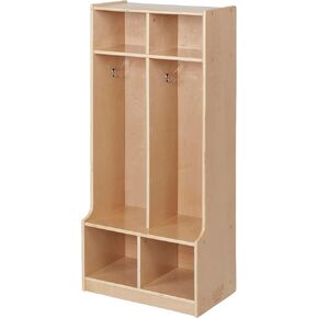 2-Section Coat Locker with Bench, Kids Furniture, Natural