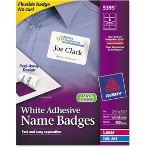 White Adhesive Name Badges - 5395