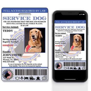 XpressID Holographic Custom Service Dog ID Card with Photo - Registeration to Service Animal Registry Plus Digital ID for Mobile Devices - QR Code & ADA Ready