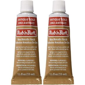 Amaco Rub 'N Buff Wax Metallic Finish, Antique Gold, 0.5 Fluid Ounce, Pack of 2