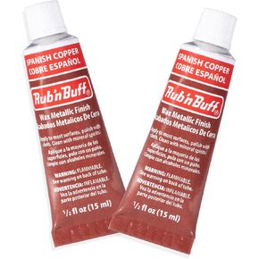 AMACO Rub n Buff Wax Metallic Finish - 2 Rub n Buff Spanish Copper 15ml Tubes - Versatile Gilding Wax for Finishing Furniture Antiquing and Restoration - Rub and Buff Colors Set of Two