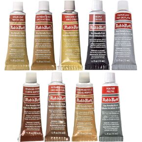 Amaco Rub 'N Buff Wax Metallic Finish, 9 Color Assortment (Gold Leaf, Antique Gold, Grecian Gold, Ebony, Silver Leaf, Spanish Copper, Autumn Gold, European Gold, Pewter)