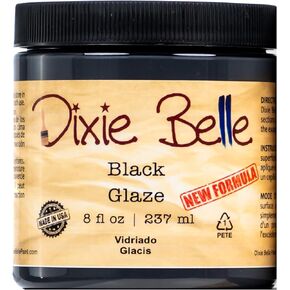 Dixie Belle Glaze | Black (8oz) | Water-Based Paint Glaze | Paint Finish for Stippling and Color Washing | DIY Home Décor Glaze