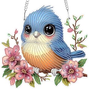 MXJSUA Cute Bird Special Shaped Hanging Diamond Painting Art Kits for Adults, Crystal Rhinestone Acrylic Gem Art Pendant Ornaments Kit for Home Decoration and Gift