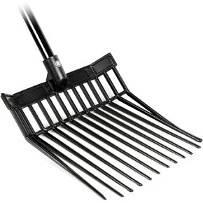 Jeffers 12-Tine Mini Fork Head – Compact Replacement Rake Scoop for Barns, Stalls, Hay, Bedding, Waste, Polystyrene Tines, 11" Wide, Fits Standard Handles, Lightweight Fork Head Only