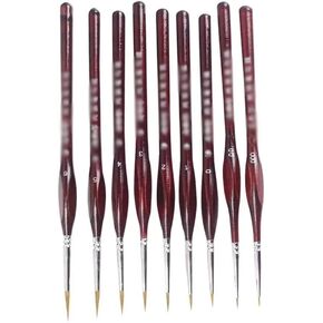 HBJWOV 9pcs Professional Line Drawing Pen Hand Detail Paint Brushes Wolf Hair Tip Detail Oil Painting Art Brushes Art Supplies