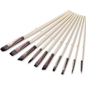 HBJWOV Paint Brushes Set for Art Acrylic Gouache Oil Watercolor Artist Canvas Synthetic Nylon Tips 10 Pack