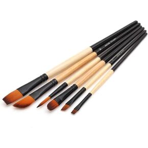 HBJWOV 6 Pcs Different Shape Round Pointed Tip Watercolor Paint Brush Set for Drawing Gouache Oil Painting Brush Art Supplies