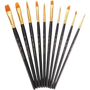 HBJWOV 10 Pieces Nylon Hair Art Paint Brush Set Art Painting Tool for Beginners Professionals Students(Blue)