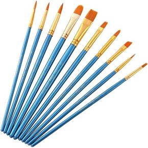 HBJWOV 10 Pieces Nylon Hair Art Paint Brush Set Art Painting Tool for Beginners Professionals Students(Blue) in Saudi Arabia