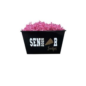 Personalized Team Cheerleader Name Sport Gift Basket - Senior 2026 Grad - High School College - Decoration Bin - Senior Night - Gift Bin - Cheer