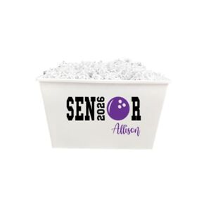 Personalized Team Bowling Name Sport Gift Basket - Senior 2026 Grad - High School College - Decoration Bin - Senior Night - Gift Bin