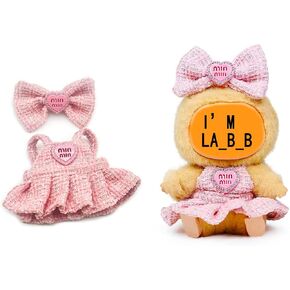 Decorative Dress for LABUBU, Fits 5.91-6.7 inch Labubu Dolls, Luxury Chic Style Set, High-End Fashion Accessories, Pink Heart Design with Rhinestones, Outfit Clothing Set