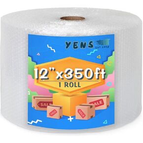 Large Recycled roll of 350 ft Small Bubble Cushioning Rolls 12 Inch Width Perforated Every 12" for Packaging, Shipping, Mailing, Moving