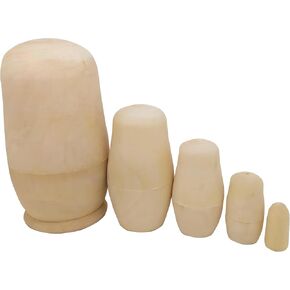 MAGIKON 5inch Set of 5pcs Unpainted Nesting Doll, Blank Doll, Make Your Own Doll