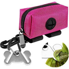 Dog Waste Bag Dispenser Pet Poop Bags Holder for Doggie Waste Bags Dispensers Soft Fabric Zipper Small Doggy Puppy Pouch for Leash Accessory Attachment with Carrier,Black
