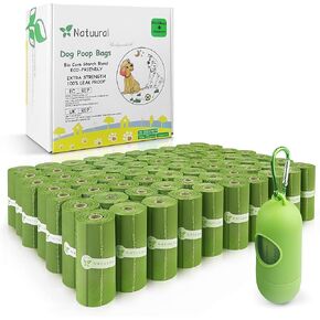 Dog Poop Bags-150 Counts with Leash Dispenser (10 Rolls), Biodegradable Poop Bags, Eco-friendly and Easy to Open, Thick Dog Waste Bags (Green)
