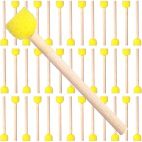 40 Pcs 0.5 Inch Sponge Brush, Round Foam Brushes for Painting, Wooden Handle Sponge Paint Brush for Painting, Crafts, Staining Tools, Art Supplies(Yellow)