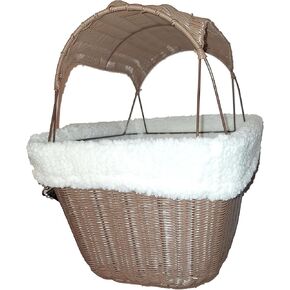 Bicycle Basket for Small Dogs and Cats - Bike Basket Includes Wired Cage Top with Sun Shade, Plush Removable Padded Liner, and Bicycle Bell
