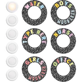 Glooglitter 6 Sets Composition Notebook Magnetic Hall Passes Black White Composition Classroom Decor School Classroom Hall Passes with Light for Kindergarten Preschool Classrooms Supplies