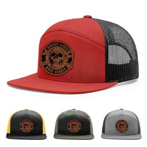 Nobody Cares Work Harder Hat, 168 Style Trucker Leather Patch Hat for Men & Women, 7 Panel Baseball Cap with Snapback Enclosure