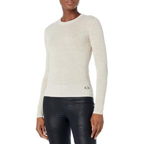A | X ARMANI EXCHANGE Women's Wool Blend Knit Fitted Pullover Sweater, Black, S in Saudi Arabia