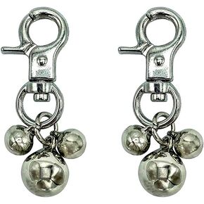 Hound & Yard 2 Pack Cat Collar Bells Collar Charm Triple Bell Pendant Anti Bird Bells Cat Small Dog Training (Silver)
