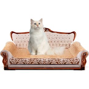 Scratching Sofa, Couch Shaped Thick Scratching Cardboard, Lounge Bed for Indoor Rest&Play, Sofa Scratcher Pad (Brown, 27.6" L X 12.2" W X 7.4" H)