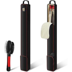 Horse Tail Extension Bag and Double Side Pin and Bristle Comb Brush, Red and Black Fake Horse Tail Bag