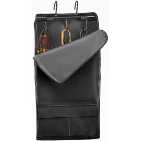 1Pcs Horse Bridle Bag,Heavy Duty 1600D Oxford Halter Bag with 3 Prong Tack Rack,Horse Tack Carry Bag Horse Harness Bag for Hanging Bridle Halter Reins,Black