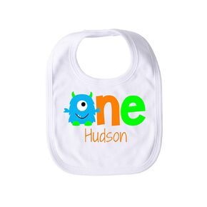 Monster First Birthday Bib Little Monster 1st Birthday Personalized Baby Boy Bib Boys Custom Baby Name Gift Cake Smash One Year Old