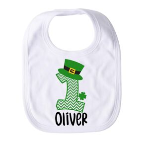 Boys First Birthday Bib Personalized Lucky One Bib St. Patrick's Day Bib 1st Birthday Gift St Patricks One Year Old Baby Boy Shamrock Clover