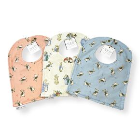 Baby Bibs with Animal Prints, Set of 3, 12" x 9", Cotton, Pink, White, Blue
