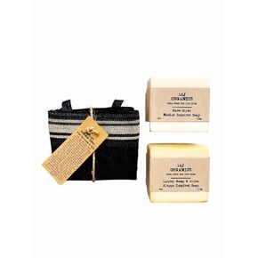 Handmade- Turkish Hammam Spa Bath - Extra Thick Kese Body Scrub Mitt & Artisanal Olive & Laurel Berry Soaps