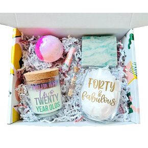 40th Birthday Candle Spa Gift Box, Handmade Unique Birthday Basket, Forty Self Care Gift Set for Women, Best Friend Relaxation Gift Idea (It's A Vibe)