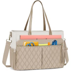 RAINSMORE Laptop Bag for Women 15.6Inch Teacher Nurse Tote Bag Professional Work Laptop Tote Bags with Insulated Pockets Computer Messenger Briefcase Large Handbag for Office College Business, Black