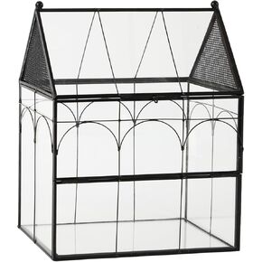Glass Enclosure with Vent Holes for Insect, Small Spider Enclosure, Terrarium for Reptiles - 7.5" x 4.9" x 9", Small Closed Front Opening Door Succulent Terarium for Spiders, Insect (No Plants)