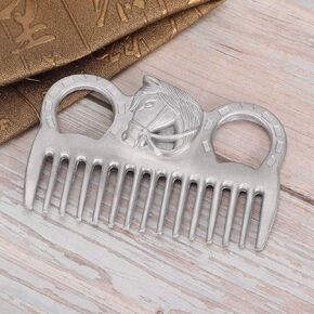 Metal Horse Comb Cleaning Durable Polishing for the Mane and Tail, the Opening Comb of Pocket Horse for Equestrian Amateurs 10x7x0.5 Cm of Size